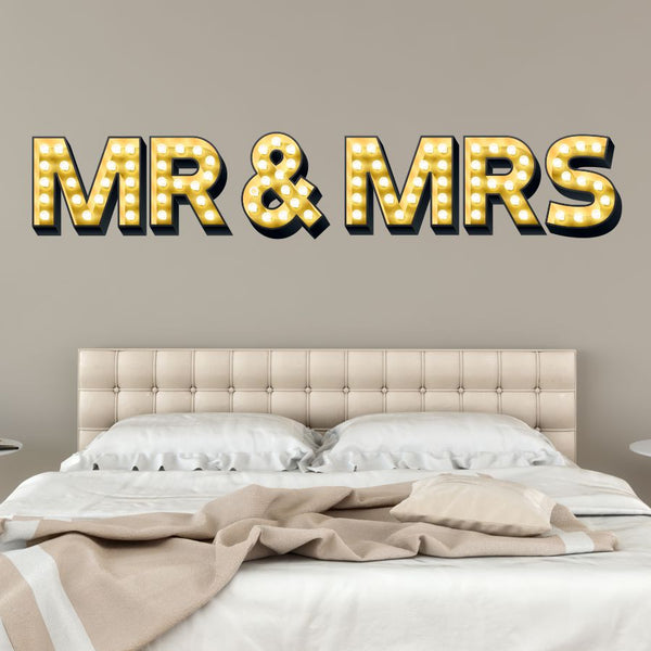 MR & MRS ILLUMINATED LIGHT UP EFFECT LETTERS WALL STICKERS DECAL wedding gift marriage