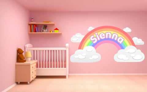 Personalised Pastel Rainbow Clouds wall sticker