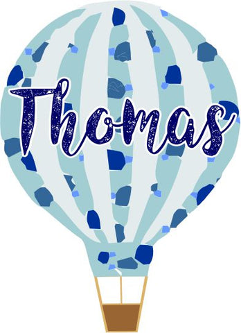 Personalised Hot Air Balloon Blue Boys Wall Art Sticker Decal