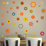 Retro Flowers Wall Sticker Pack Vintage Floral