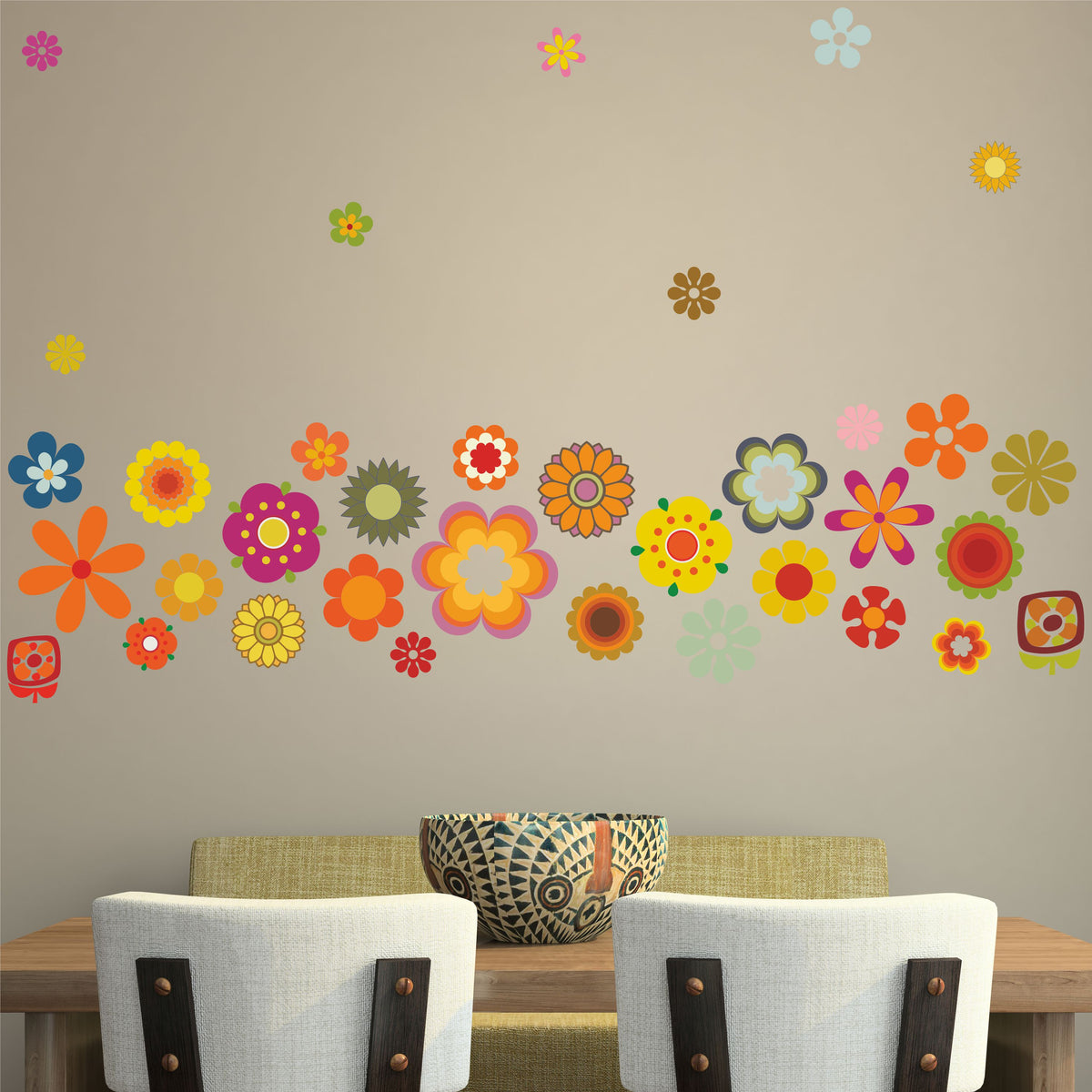 Vintage Floral Wall Decal Clusters