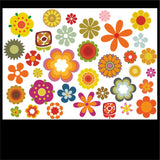 Retro Flowers Wall Sticker Pack Vintage Floral
