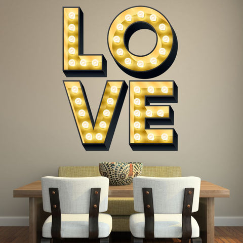 LOVE ILLUMINATED LIGHT UP EFFECT LETTERS WALL STICKERS DECAL