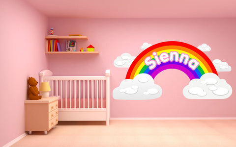 Personalised Rainbow Clouds wall sticker
