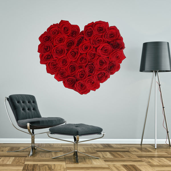 Red Rose Heart Rustic Wall Sticker Art