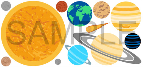 SOLAR SYSTEM PLANETS SPACE Wall Sticker Pack