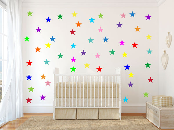 Rainbow multicolour stars wall stickers