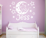 Personalised Teddy Bear Moon Stars wall sticker art decal graphic 4 size nursery