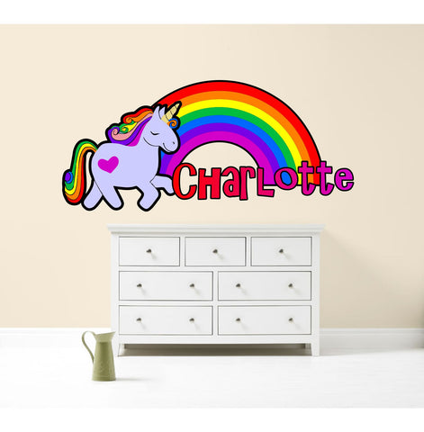 Rainbow Unicorn Personalised Wall Sticker