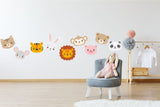 PASTEL ANIMAL CUTE Faces Wall Stickers Decals Nursery Children's Bedroom