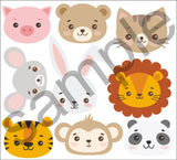 PASTEL ANIMAL CUTE Faces Wall Stickers Decals Nursery Children's Bedroom