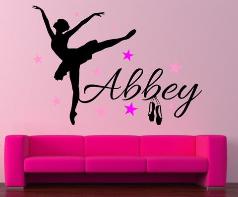 PERSONALISED BALLERINA BALLET WALL STICKER DECAL GIRL'S BEDROOM