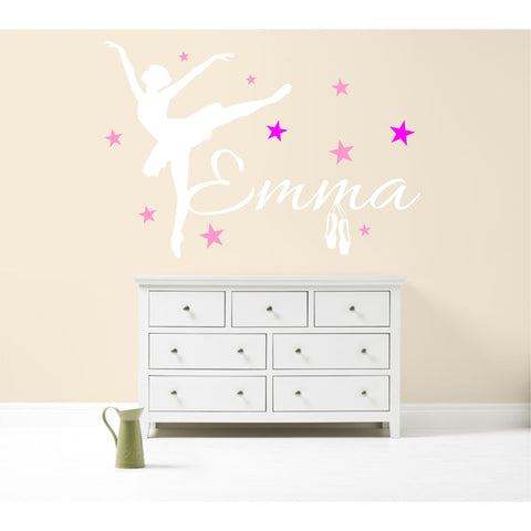 PERSONALISED BALLERINA BALLET WALL STICKER DECAL GIRL'S BEDROOM
