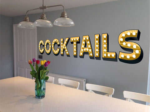 COCKTAILS ILLUMINATED LIGHT UP EFFECT LETTERS WALL STICKERS DECAL