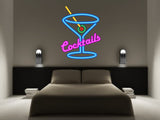 Cocktails Sign neon effect Kitchen Wall Sticker Decal Graphic Martini Glass various sizes