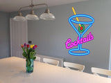 Cocktails Sign neon effect Kitchen Wall Sticker Decal Graphic Martini Glass various sizes