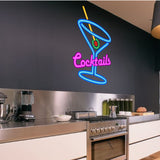 Cocktails Sign neon effect Kitchen Wall Sticker Decal Graphic Martini Glass various sizes