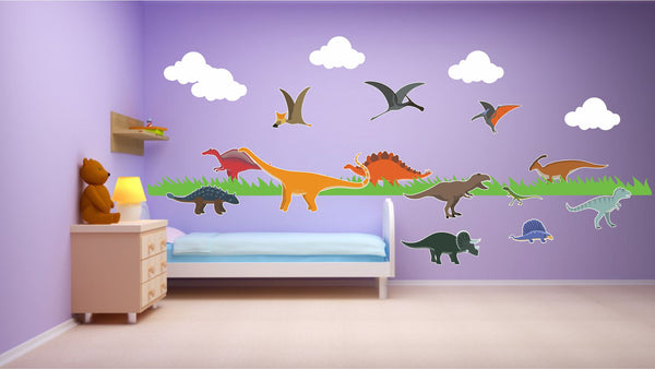 Dinosaurs Wall Art Sticker Kit Decal Graphic Cute Child Friendly Nursery