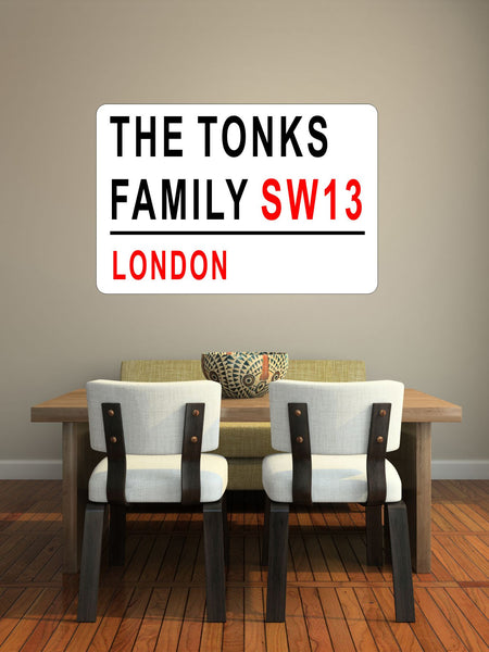 Personalised Family name London Street Sign wall sticker