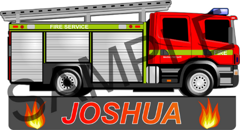 Fire Engine personalised wall sticker decal
