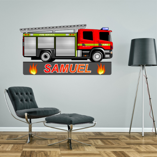 Fire Engine personalised wall sticker decal – Kapow Boom