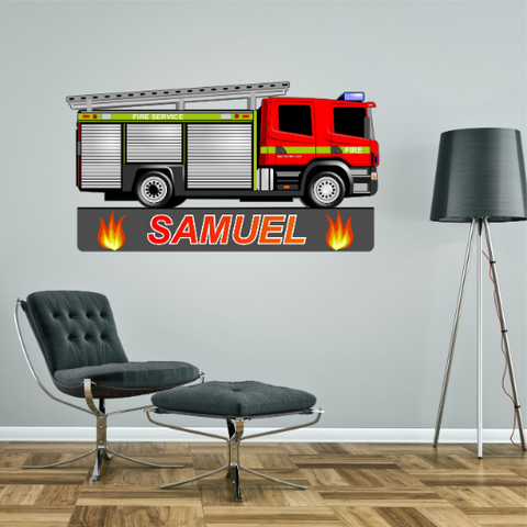 Fire Engine personalised wall sticker decal