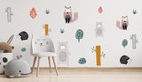 Scandinavian Boho Nursey wall stickers forest animals woodland cute art decals
