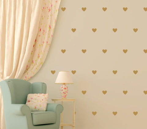 Hearts wall stickers kit - all colours and two size options