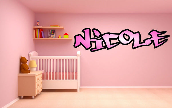 Graffiti style girls name - personalised with colour fade, Wall Art Sticker