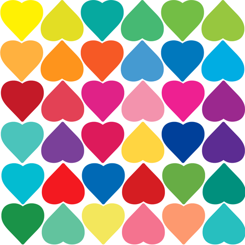 Rainbow multicolour hearts wall stickers