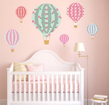Hot Air Balloons Vintage Floral Wall Art Sticker Kit Decal Graphic Cute Nursery