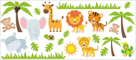 JUNGLE ANIMALS wall stickers pack nursery