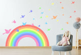 Pastel Rainbow Birds wall sticker