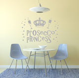Prosecco Princess Wine Bubbles Champagne Party kitchen novelty decal wall sticker crown
