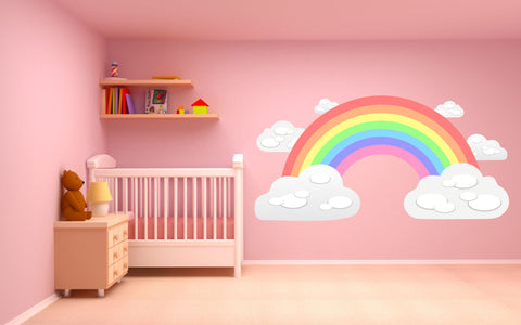 Pastel Rainbow and Clouds wall sticker