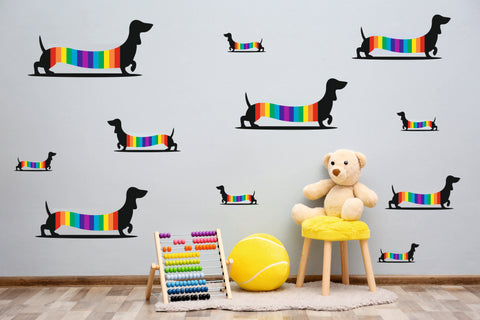 DACHSHUND RAINBOW wall stickers decal nursery art sausage dog