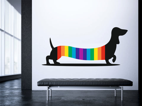 DACHSHUND RAINBOW wall sticker decal art sausage dog