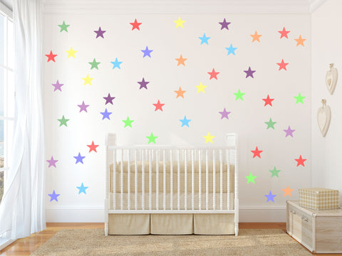 Pastel Rainbow Stars wall stickers